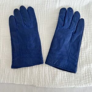 Women’s Blue Genuine Leather Gloves | Acrylic Lined | Size M-L | Soft & Warm